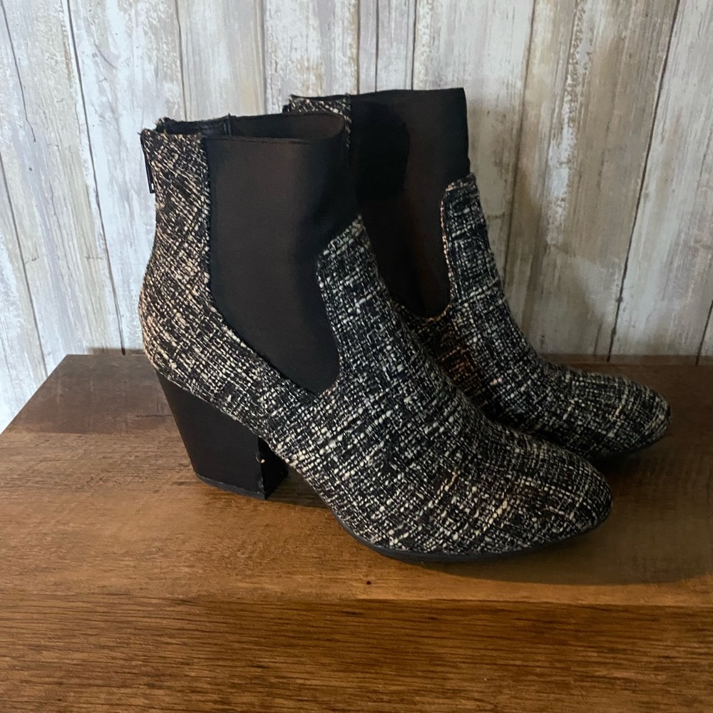 Tweed Chunky Heel Diba Booties
